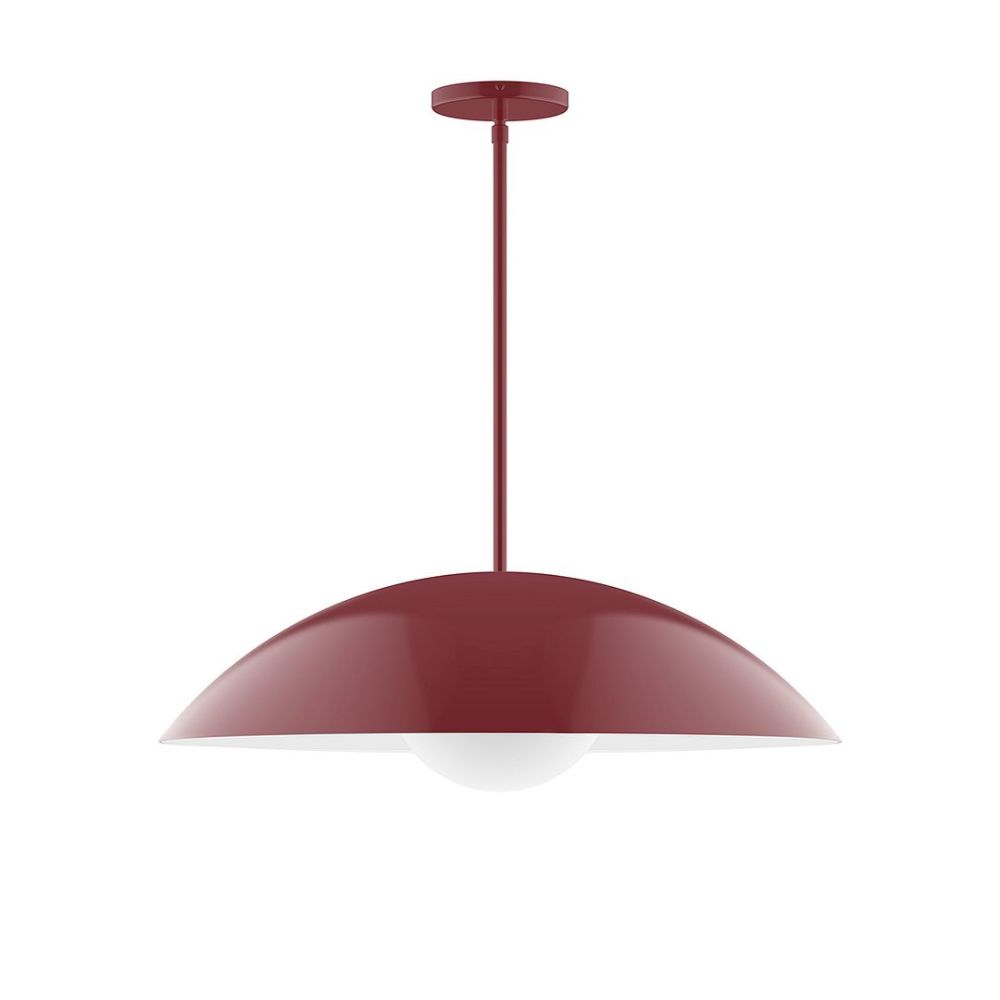 Montclair Lightworks STG439-G15-55 24" Axis Half Dome Stem Hung Pendant Barn Red Finish